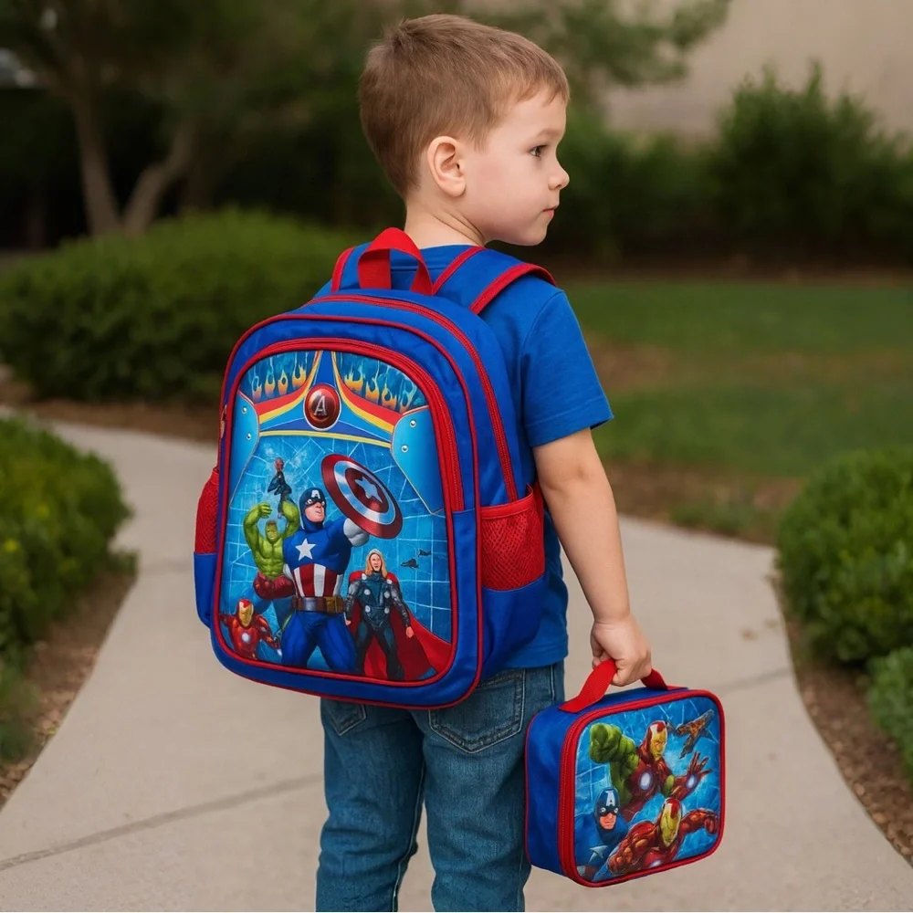 Avengers set 17” Backpack & Lunchbox Marvel Superheroes School Bag NWOT